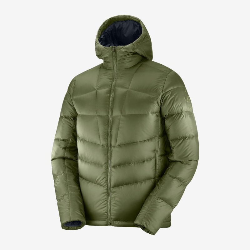 Salomon Transition Down Hoodie M Jacka Herr Gröna | 43895-CAXG