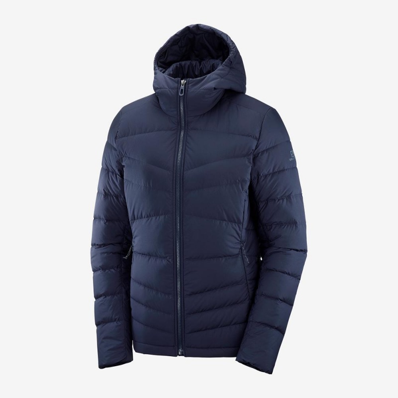 Salomon Transition Down Hoodie W Jacka Dam Marinblå | 45230-TQOW